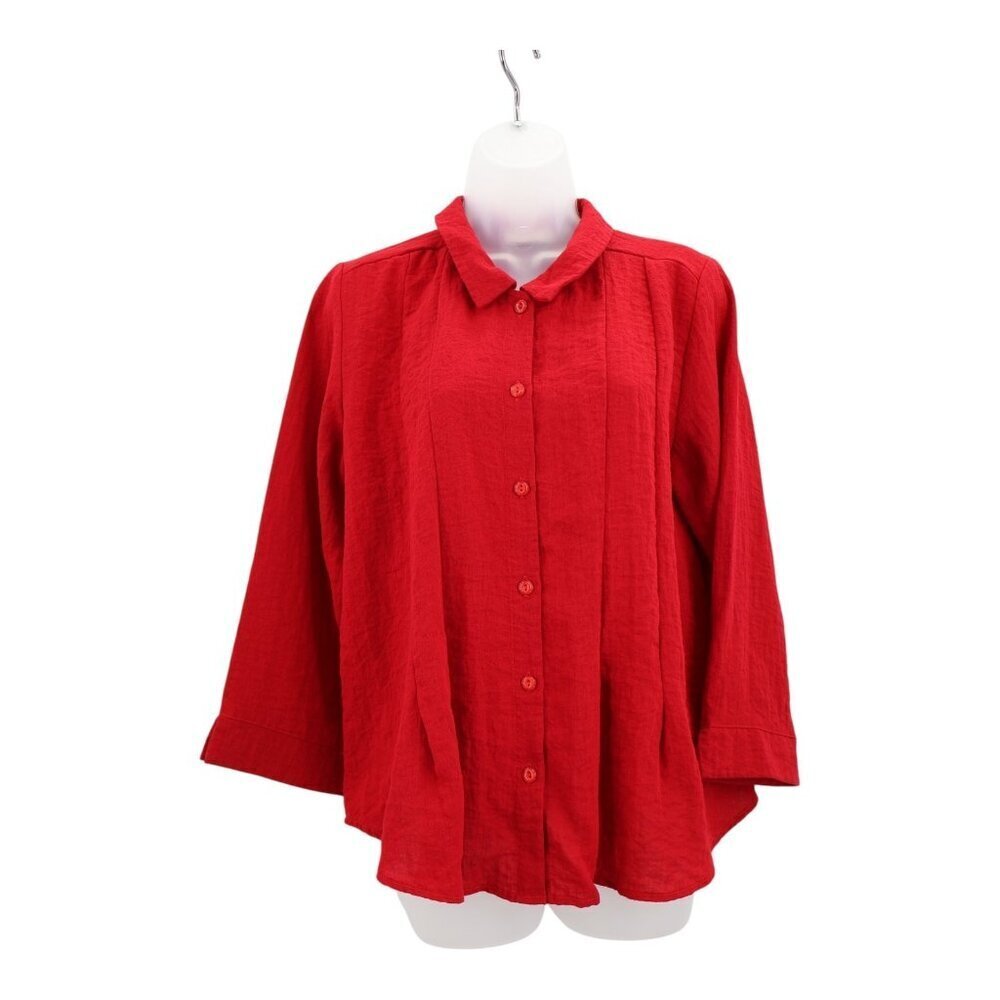 Habitat Clothes to Live In Size Small Red Boxy Top Button Down Shirt Flowy